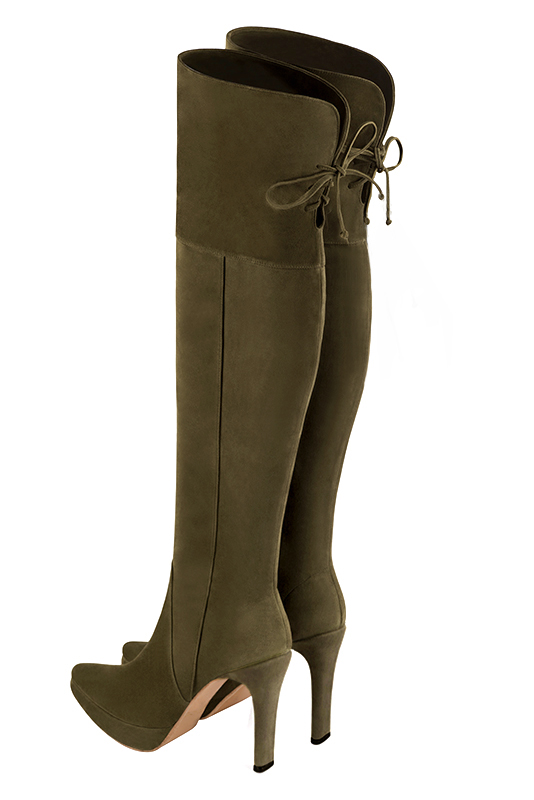 Khaki green knee hot sale high boots